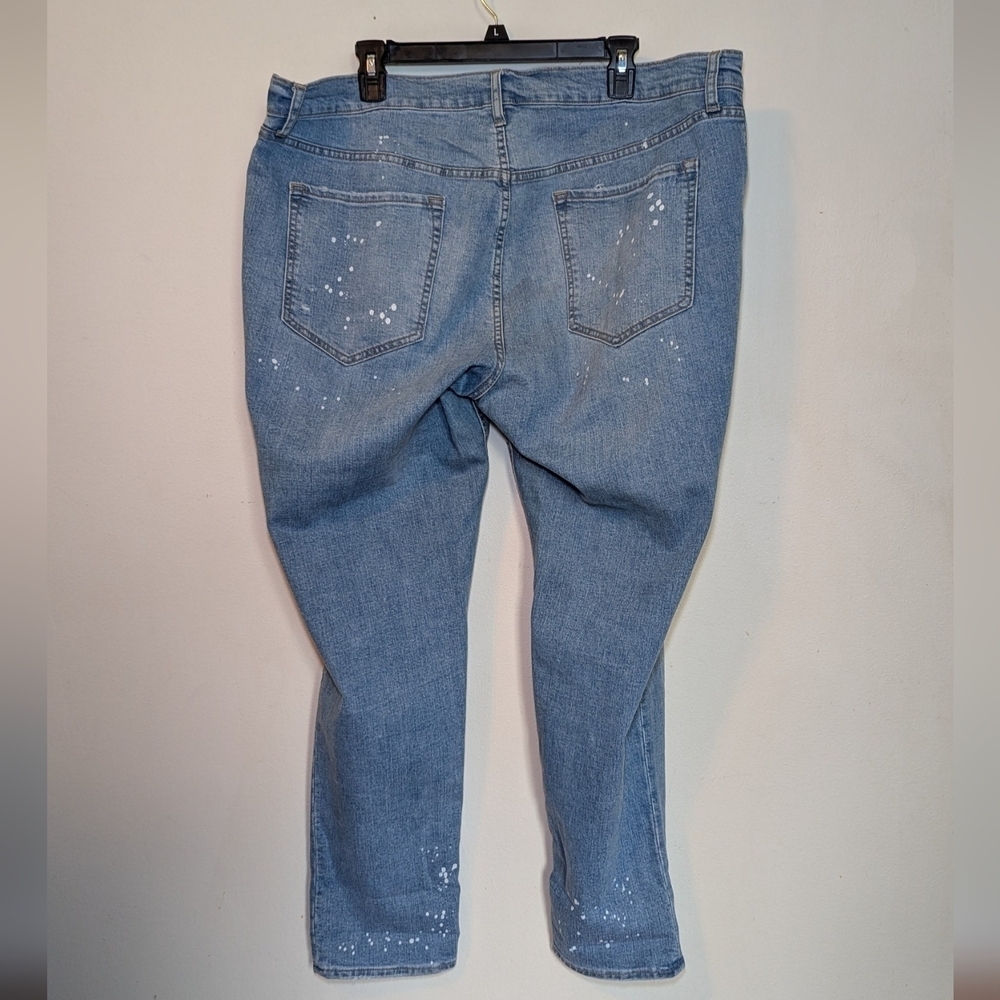 Old Navy Boyfriend Skinny Jeans Bleach Splatter High Waist Women's Size 18 - Picture 2 of 5